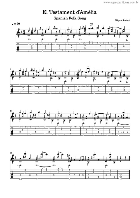 Partitura da música El Testament D`Amèlia v.2