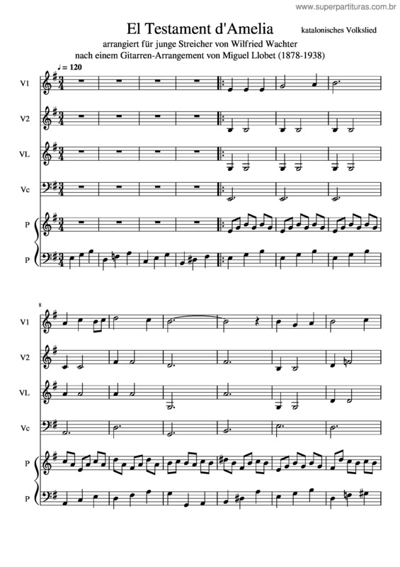 Partitura da música El Testament D`Amelia v.3