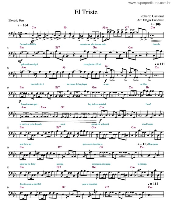 Partitura da música El Triste v.3