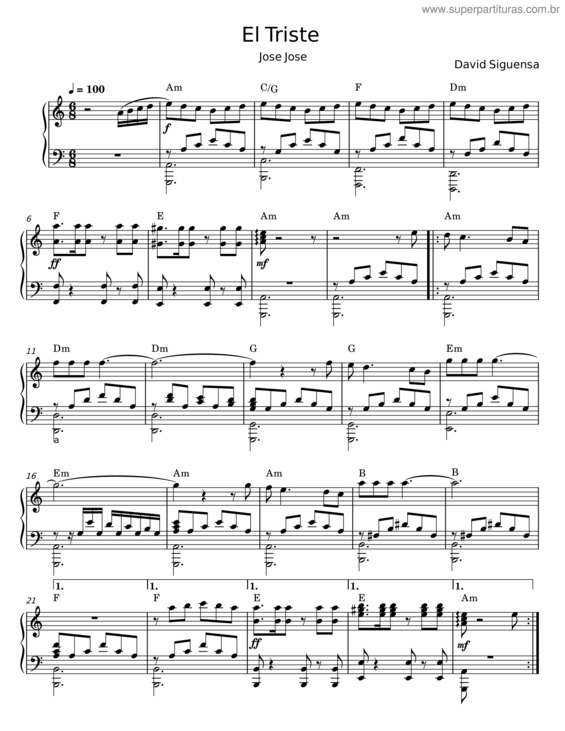 Partitura da música El Triste v.4