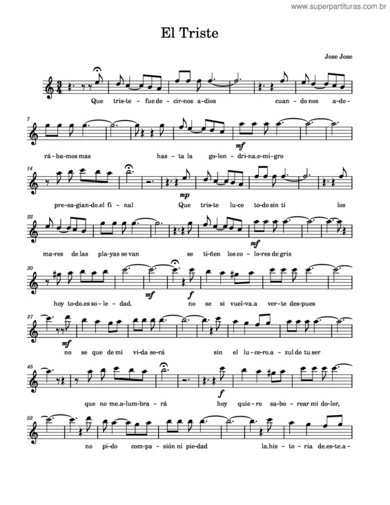 Partitura da música El Triste v.5