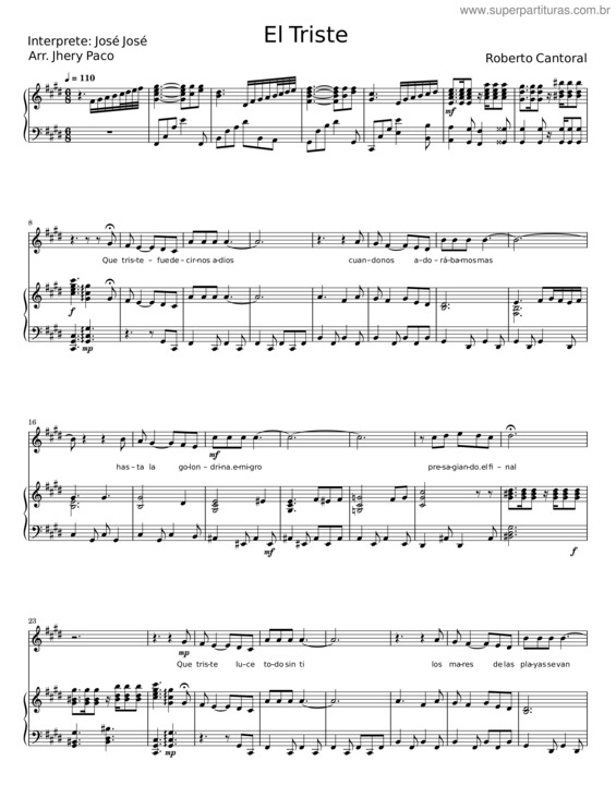 Partitura da música El Triste v.7