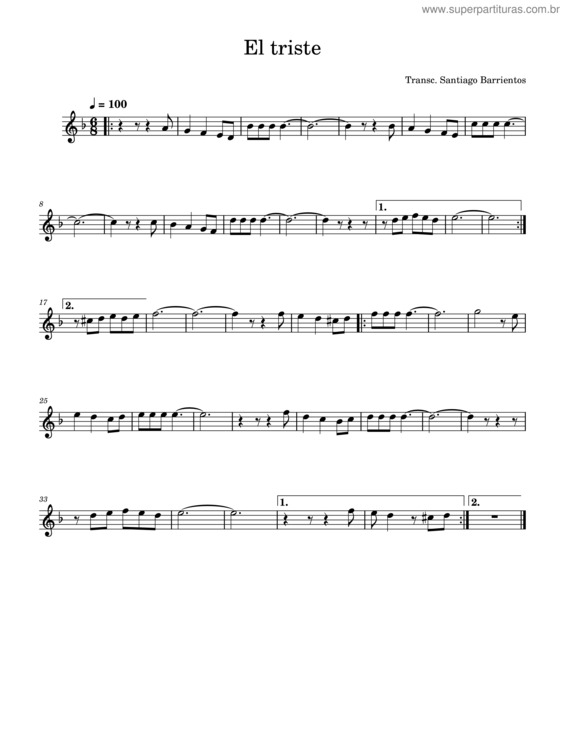 Partitura da música El Triste v.9