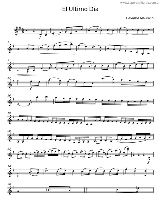 Partitura da música El Ultimo Dia