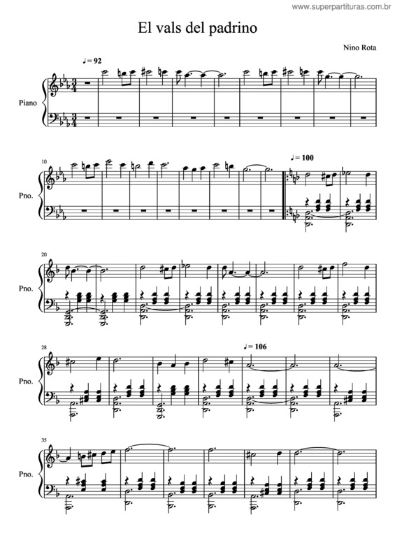 Partitura da música El Vals Del Padrino