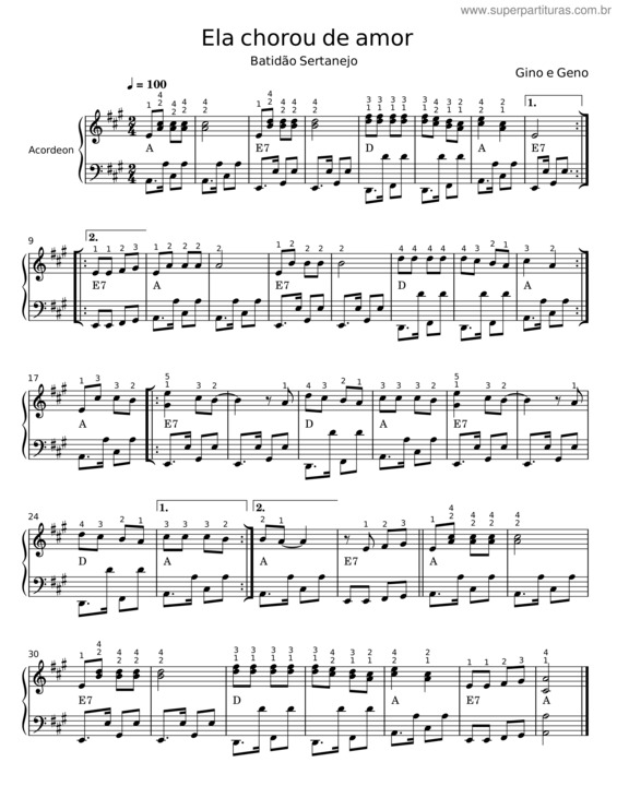 Partitura da música Ela Chorou De Amor