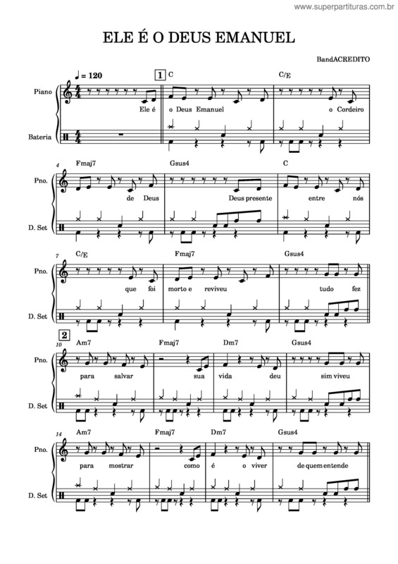 Partitura da música Ele É O Deus Emanuel v.2