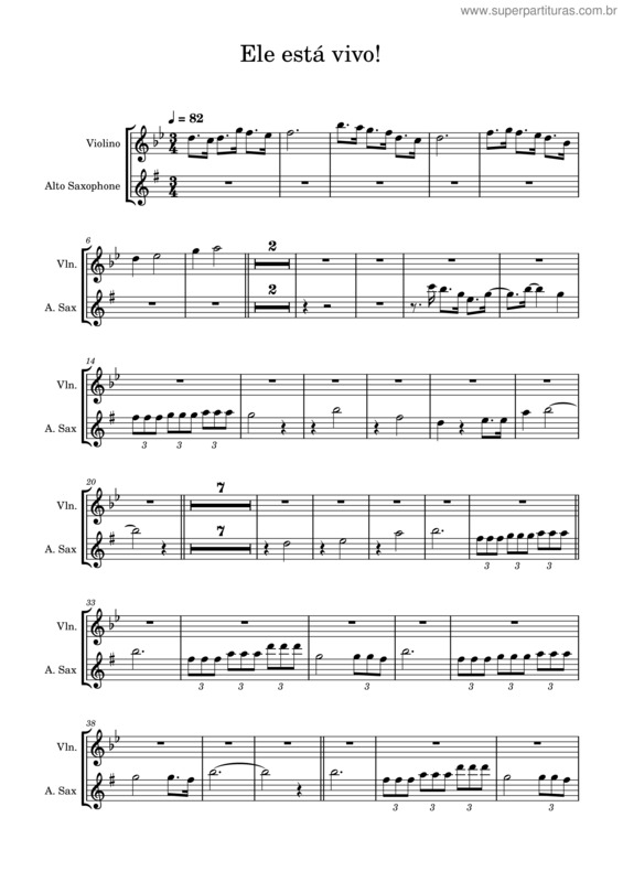 Partitura da música Ele Está Vivo!