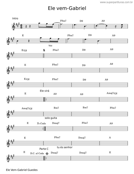 Partitura da música Ele Vem Arranjo v.3