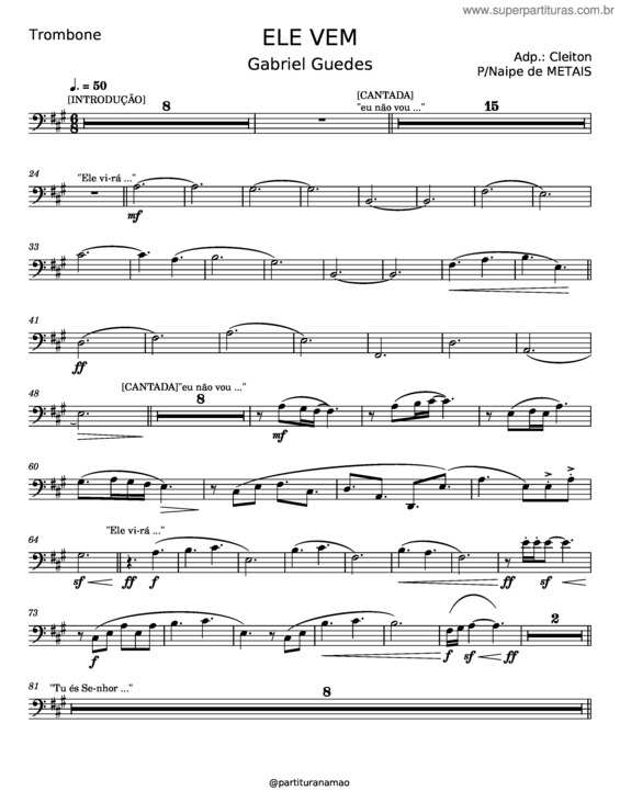 Partitura da música Ele Vem Arranjo v.5