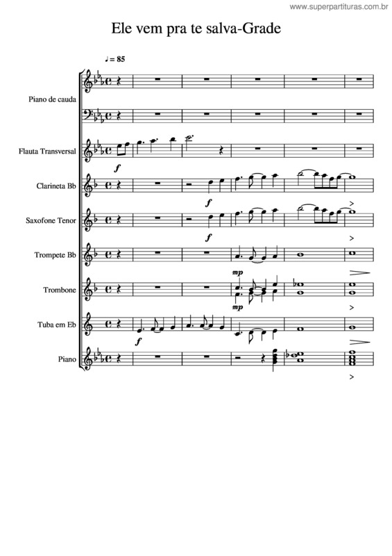 Partitura da música Ele Vem Pra Te Salva-Grade