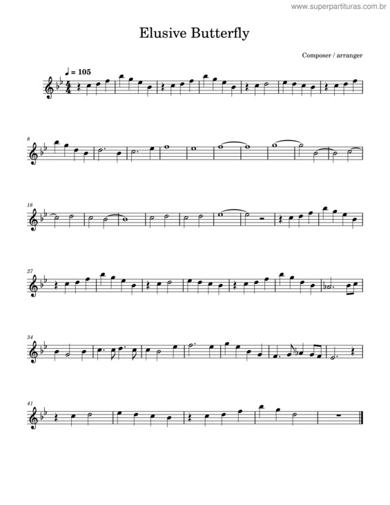 Partitura da música Elusive Butterfly v.2