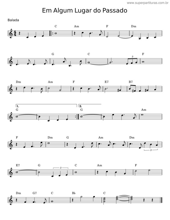 Partitura da música Em Algum Lugar Do Passado v.7