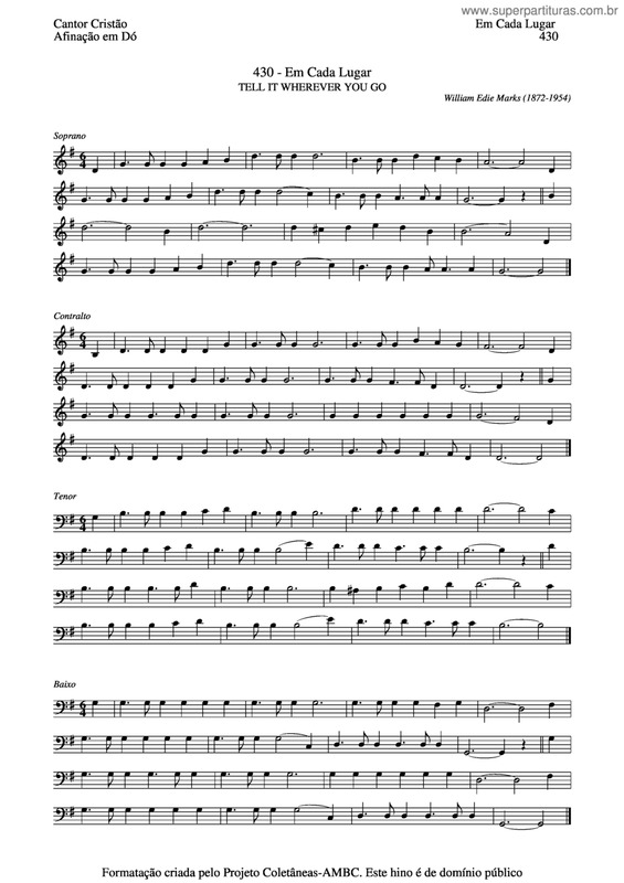 Partitura da música Em Cada Lugar v.2