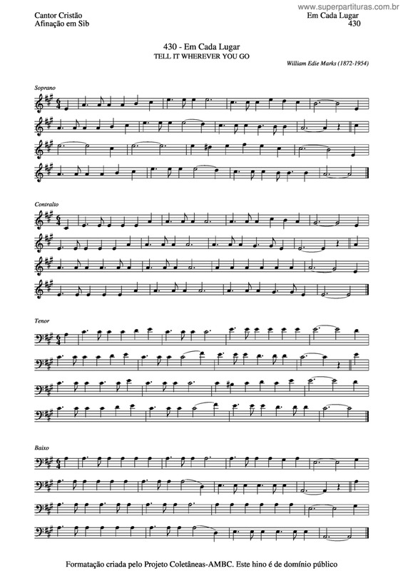 Partitura da música Em Cada Lugar v.3