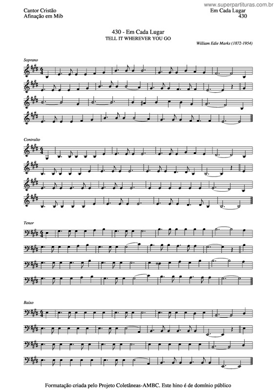 Partitura da música Em Cada Lugar v.4