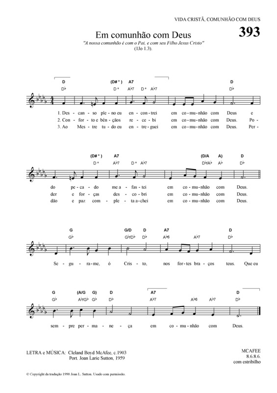 Partitura da música Em comunhão com Deus