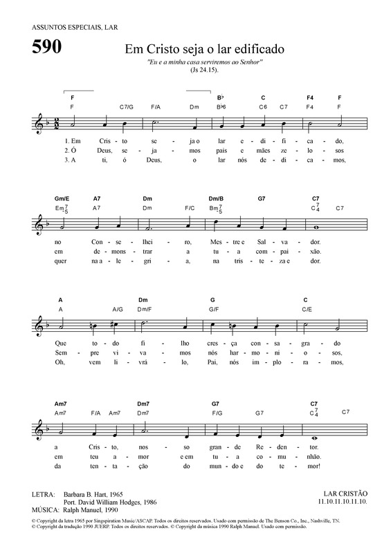 Partitura da música Em Cristo Seja O Lar Edificado