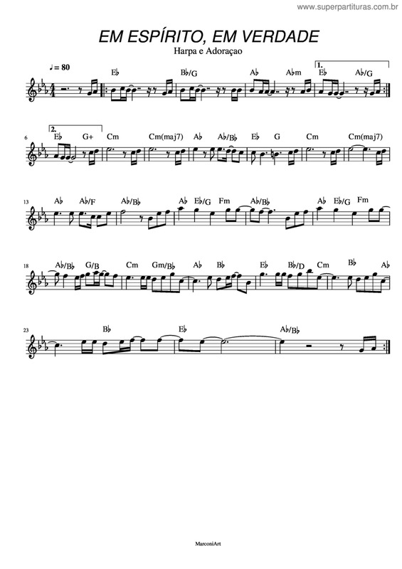 Partitura da música Em Espírito, Em Verdade v.6