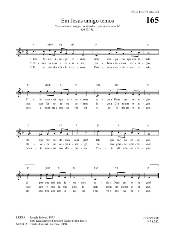 Partitura da música Em Jesus Amigo Temos