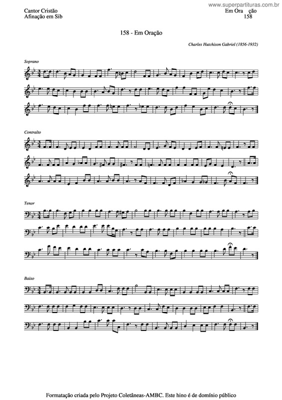 Partitura da música Em Oração v.3