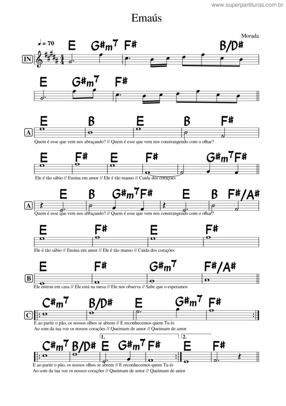 Partitura da música Emaús.Mscx