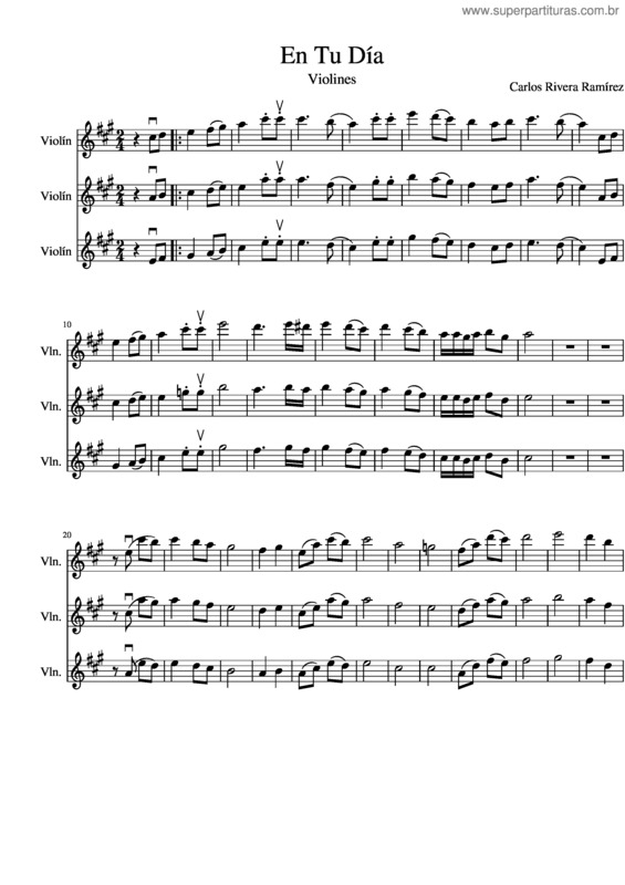 Partitura da música En Tu Día v.2