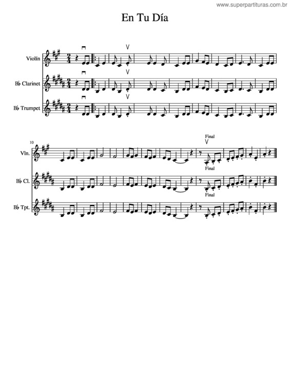 Partitura da música En Tu Día v.3