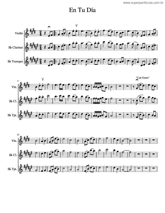 Partitura da música En Tu Día