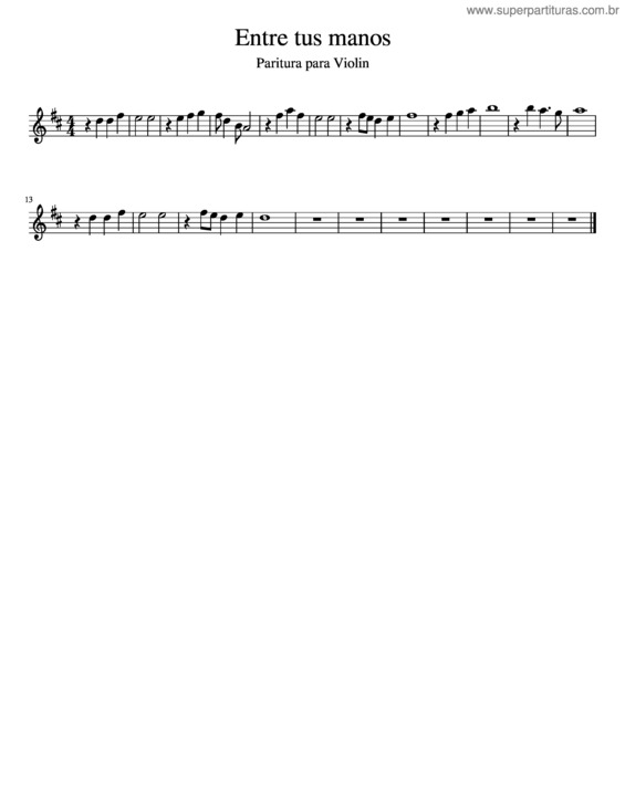 Partitura da música Entre Tus Manos v.3