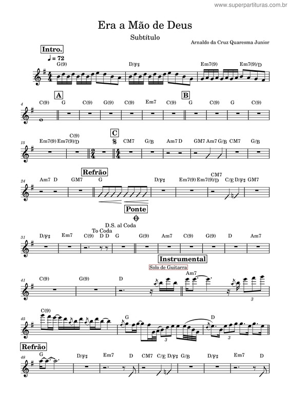 Partitura da música Era A Mão De Deus v.3