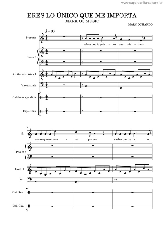 Partitura da música Eres Lo Unico Que Me Importa