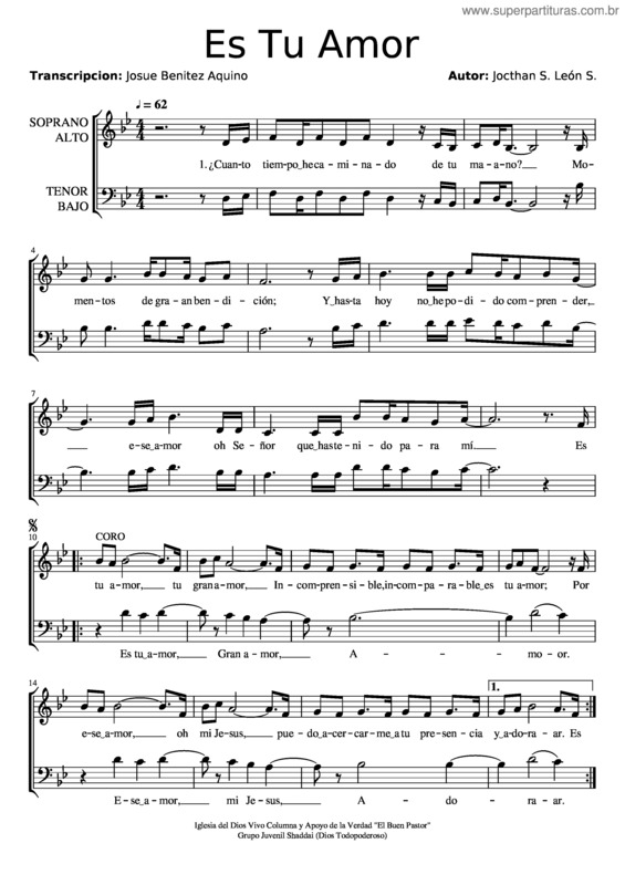 Partitura da música Es Tu Amor