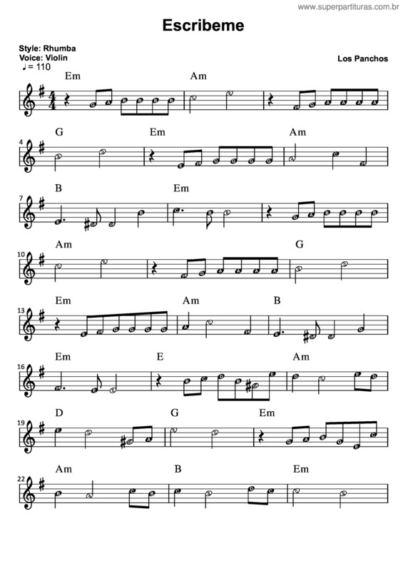 Partitura da música Escribeme