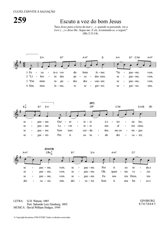 Partitura da música Escuto A Voz Do Bom Jesus