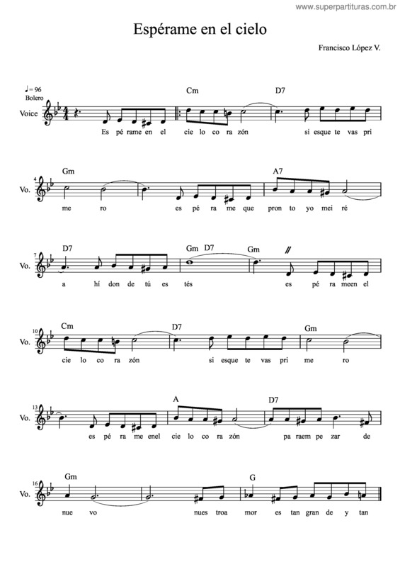 Partitura da música Espérame En El Cielo v.2