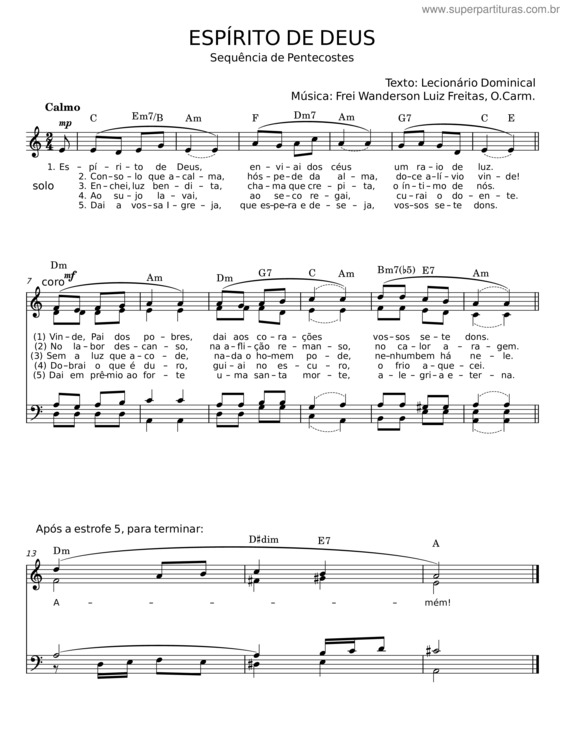 Partitura da música Espírito De Deus v.2