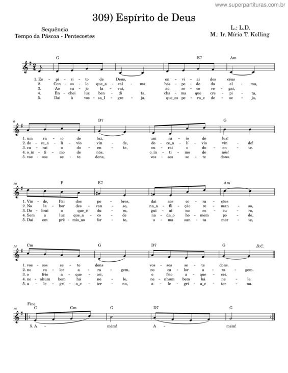 Partitura da música Espírito De Deus v.3