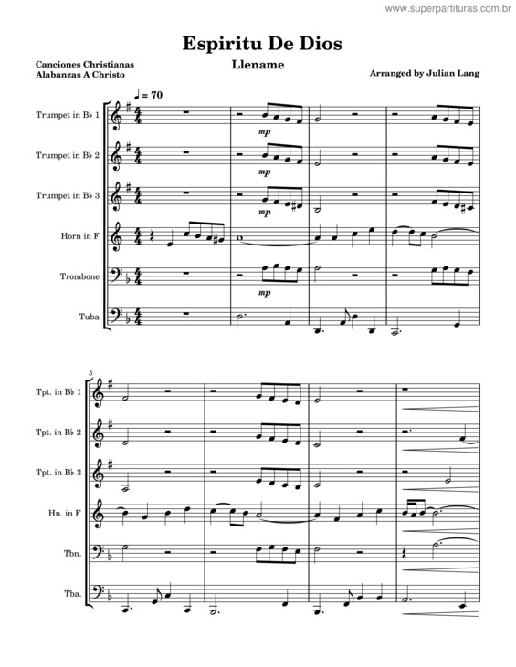 Partitura da música Espiritu De Dios