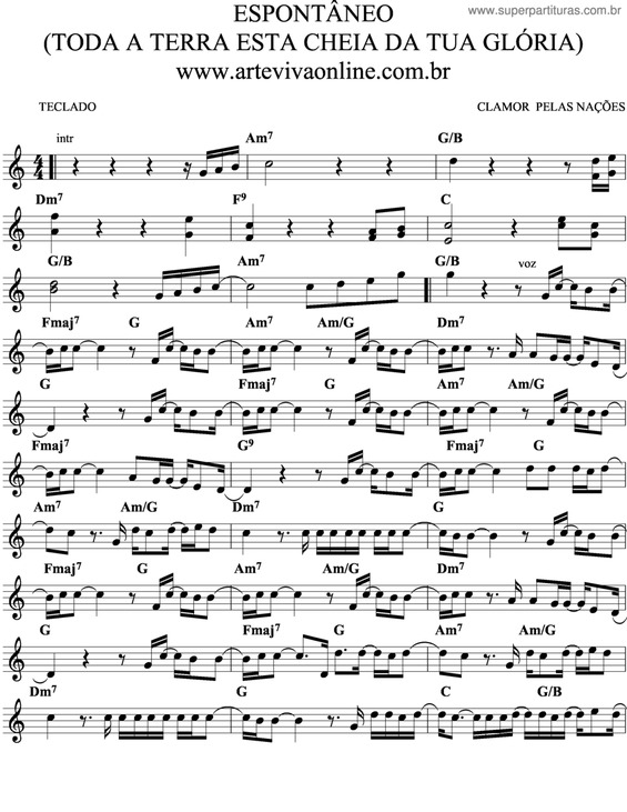 Partitura da música Espontâneo