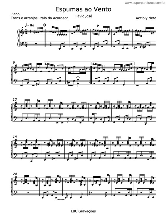 Partitura da música Espumas Ao Vento v.6