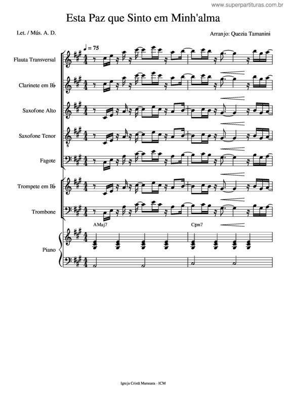 Partitura da música Esta Paz v.2