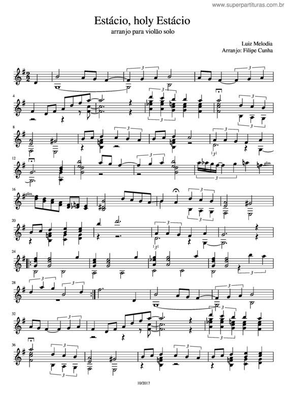 Partitura da música Estácio, Holy Estácio Arranjo Para Violão Solo