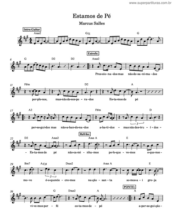 Partitura da música Estamos De Pé