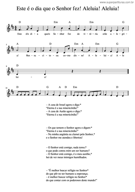 Partitura da música Este É O Dia Que O Senhor Fez! Aleluia! Aleluia!