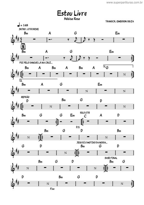 Partitura da música Estou Livre