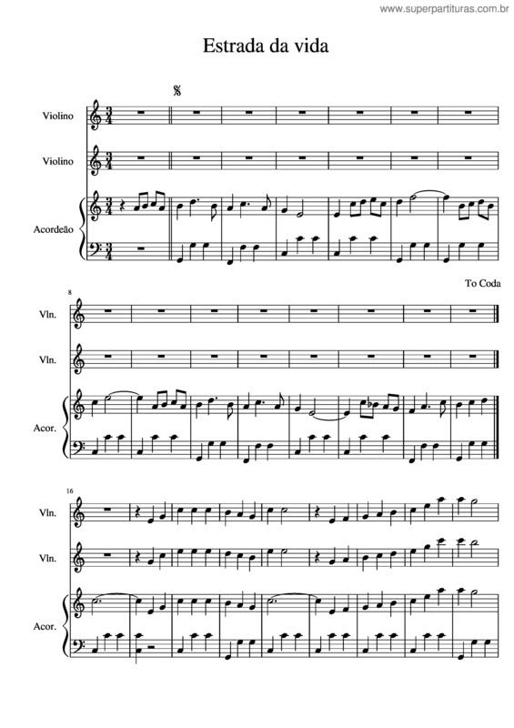 Partitura da música Estrada Da Vida v.10