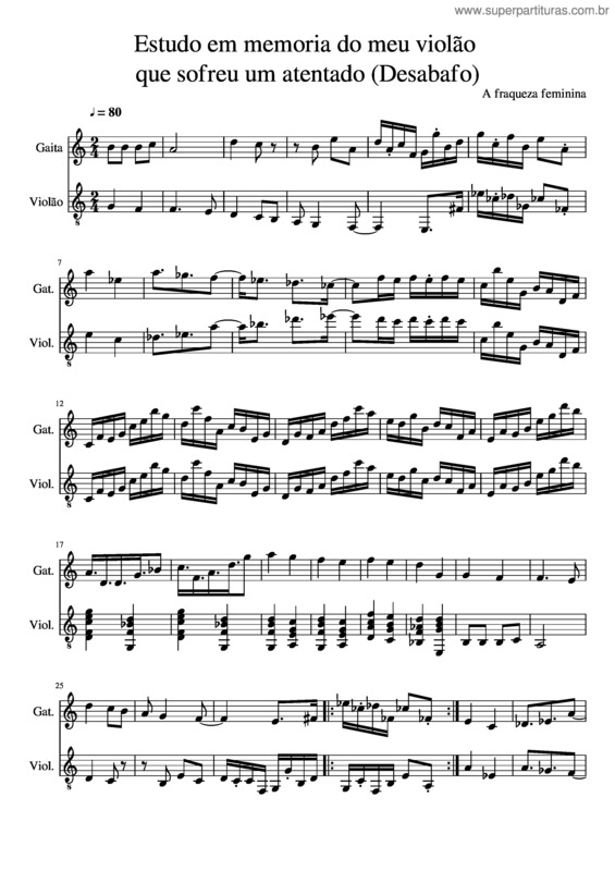 Partitura da música Estudo Em Memoria Do Meu Violão Que Sofreu Um Atentado