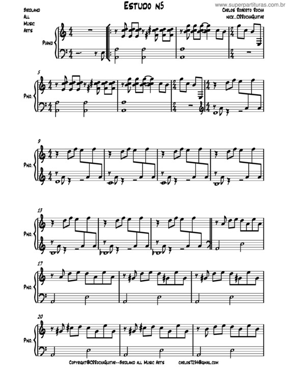 Partitura da música Estudo n°5