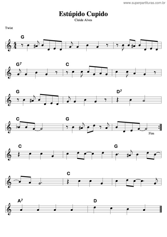 Partitura da música Estúpido Cupido v.2